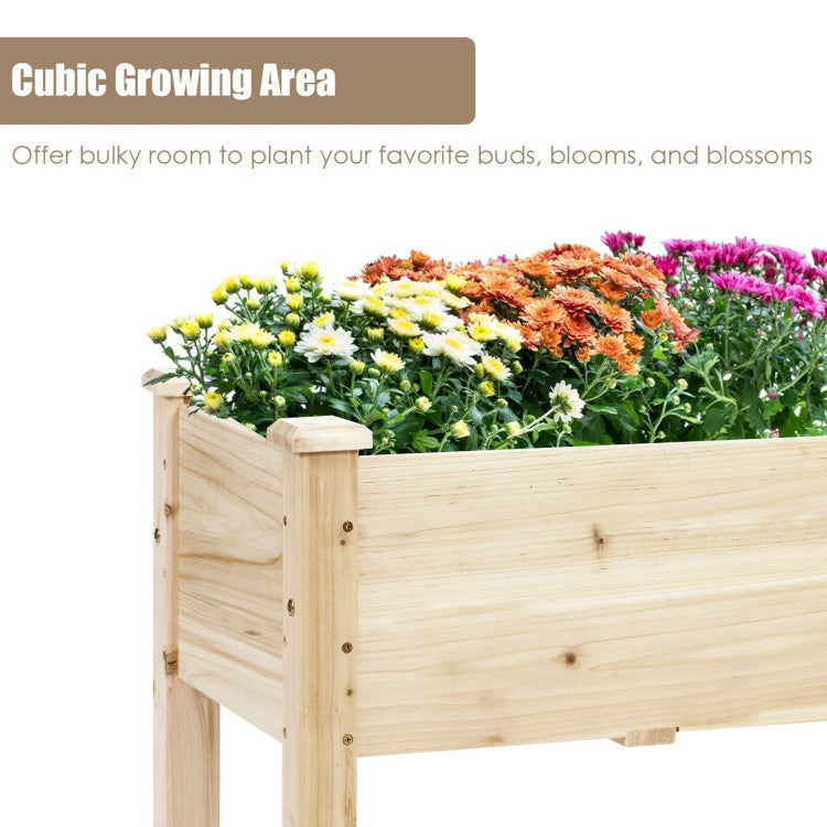 Wood Raised Garden Bed Elevated Planter Box for Vegetable Flower Herbs with Drainage Holes