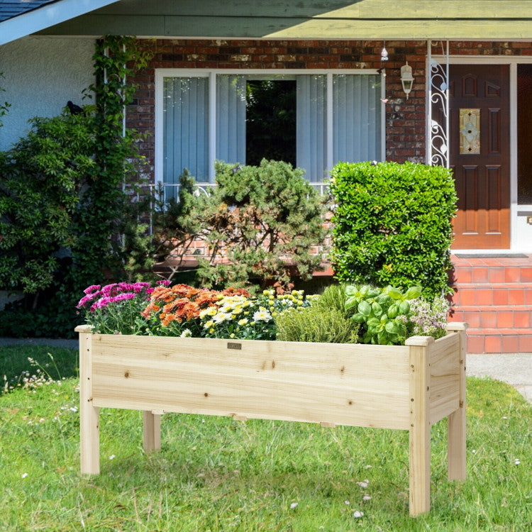 Wood Raised Garden Bed Elevated Planter Box for Vegetable Flower Herbs with Drainage Holes