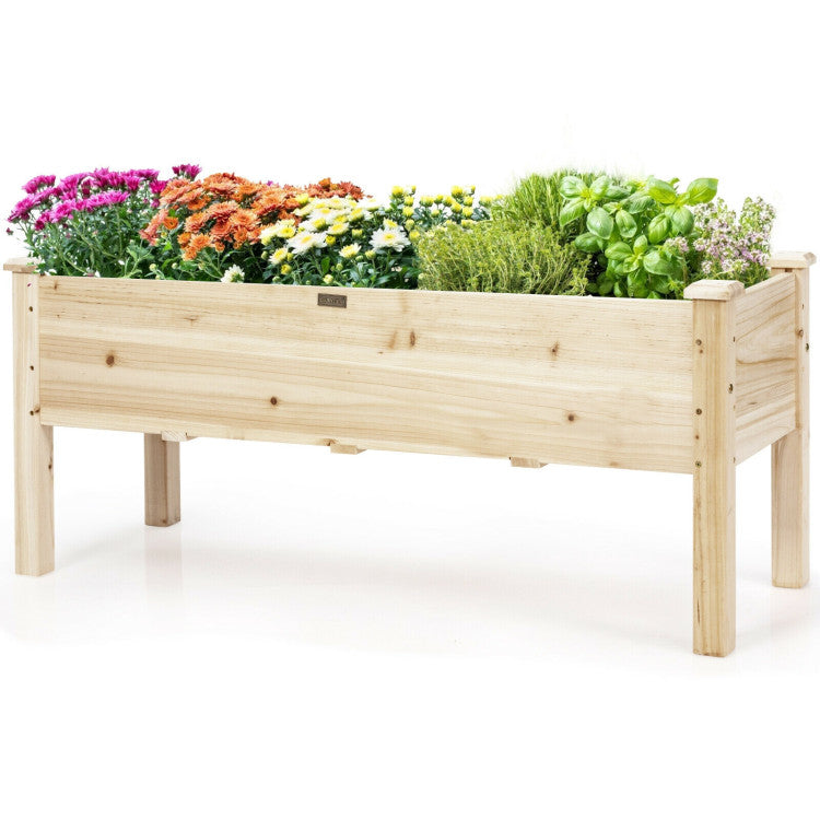 Wood Raised Garden Bed Elevated Planter Box for Vegetable Flower Herbs with Drainage Holes