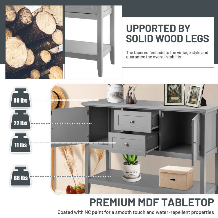 Wooden Console Table with Drawers and Storage for Entryway and Kitchen