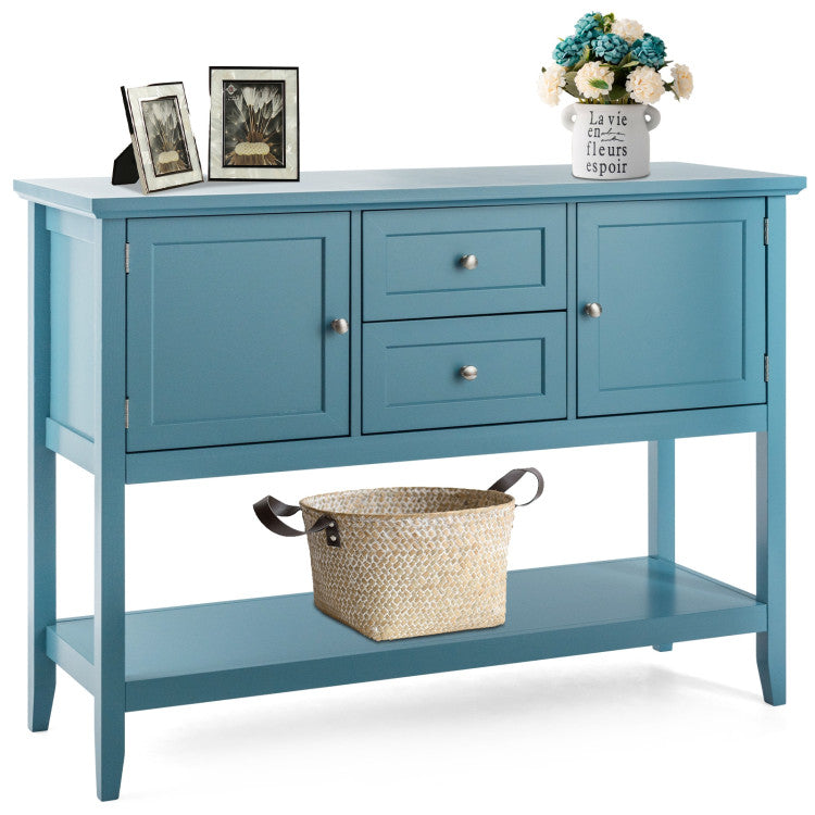 Wooden Console Table with Drawers and Storage for Entryway and Kitchen