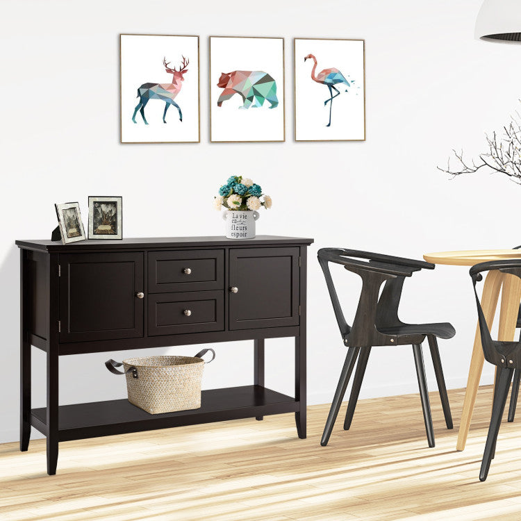 Wooden Console Table with Drawers and Storage for Entryway and Kitchen