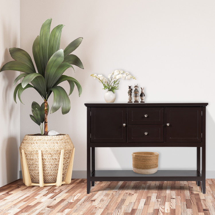 Wooden Console Table with Drawers and Storage for Entryway and Kitchen