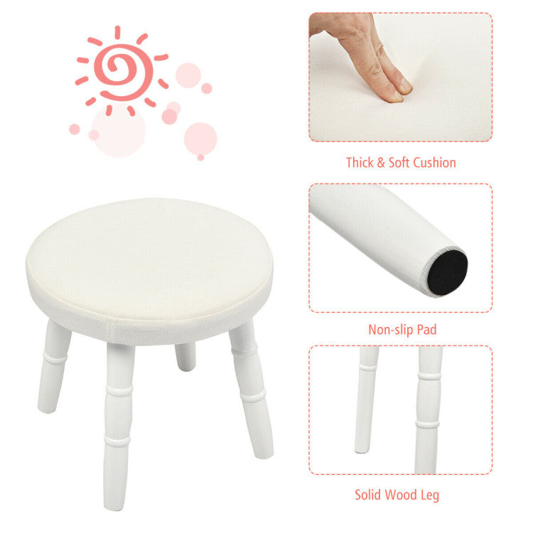 Wooden Princess Makeup Table with Cushioned Stool for Kids