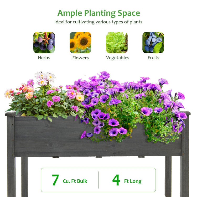 Wooden Raised Vegetable Garden Bed Elevated Grow Vegetable and Flower Planter