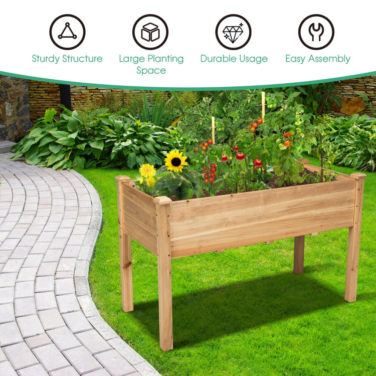 Wooden Raised Vegetable Garden Bed Elevated Grow Vegetable and Flower Planter
