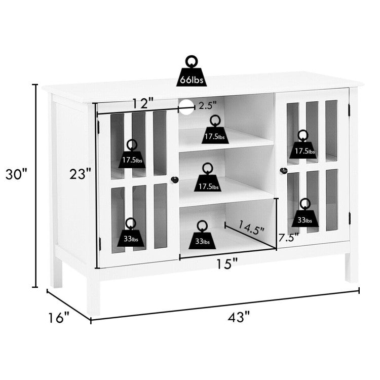 Wooden TV Stand Console Cabinet for 45 Inches TV with Spacious Storage