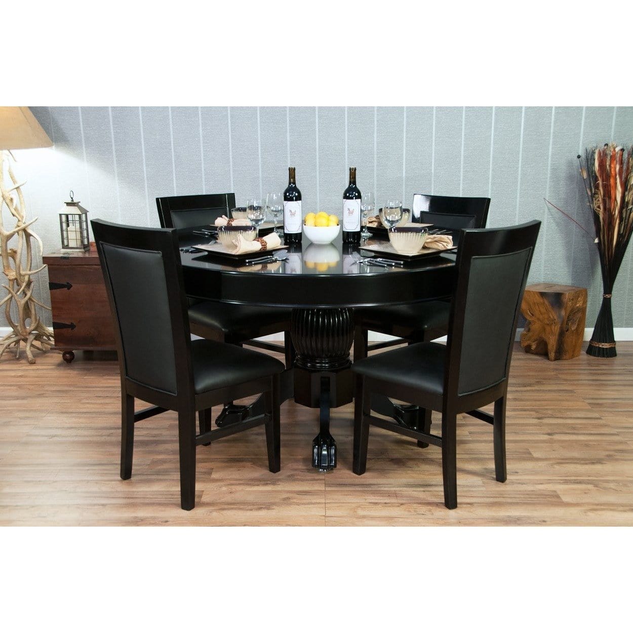 BBO Poker Tables Black Gloss Classic Poker Dining Chair Set