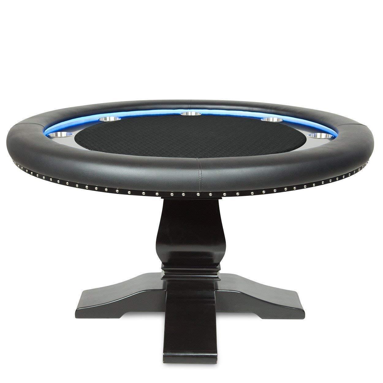 BBO Poker Tables Ginza LED Black Round Poker Table 8 Person