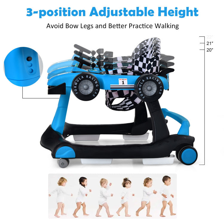 4-in-1 Folding Baby Stroller Baby Walker with Adjustable Height