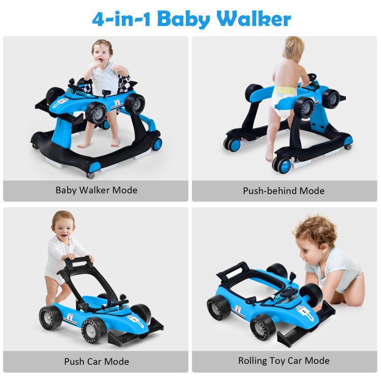 4-in-1 Folding Baby Stroller Baby Walker with Adjustable Height