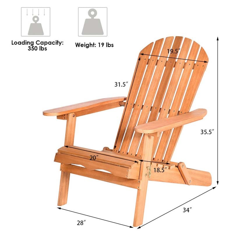 Wooden Folding Adirondack Chair Patio Lounge Chair