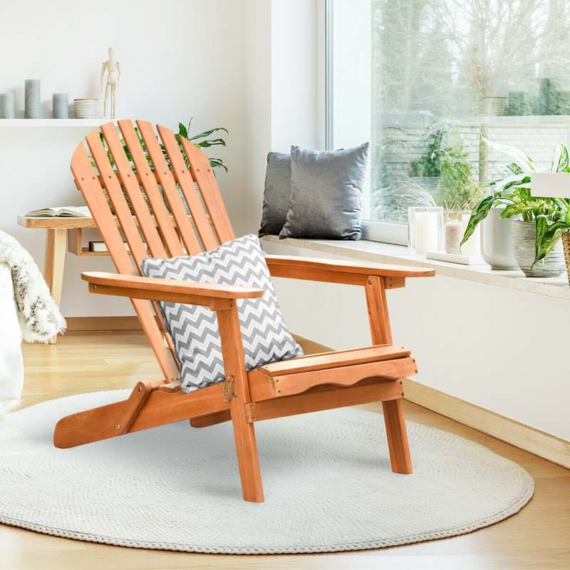 Wooden Folding Adirondack Chair Patio Lounge Chair