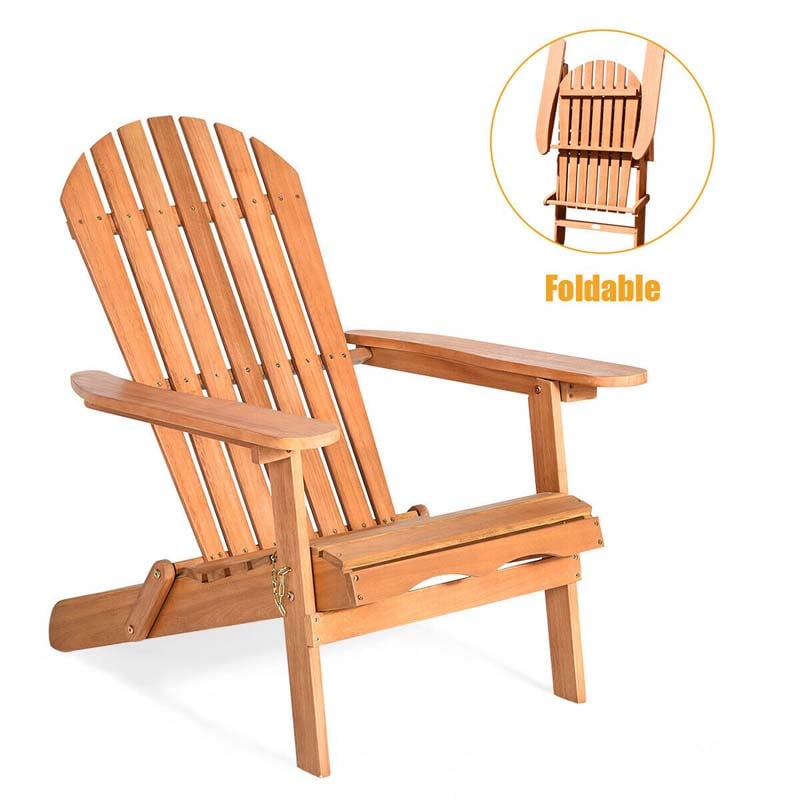Wooden Folding Adirondack Chair Patio Lounge Chair