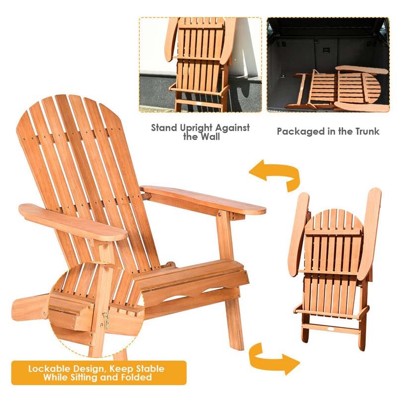 Wooden Folding Adirondack Chair Patio Lounge Chair