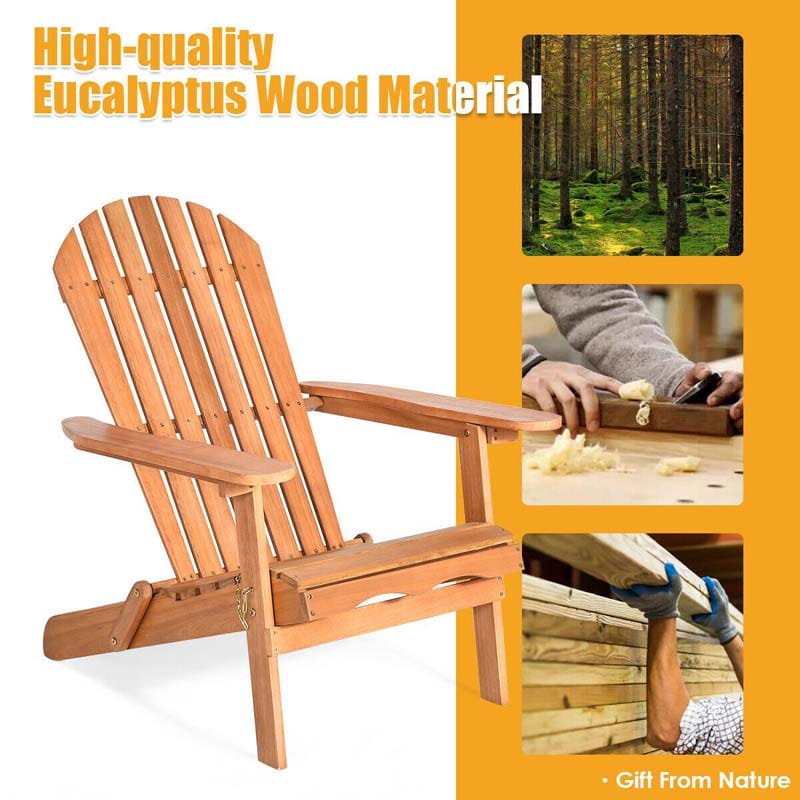 Wooden Folding Adirondack Chair Patio Lounge Chair