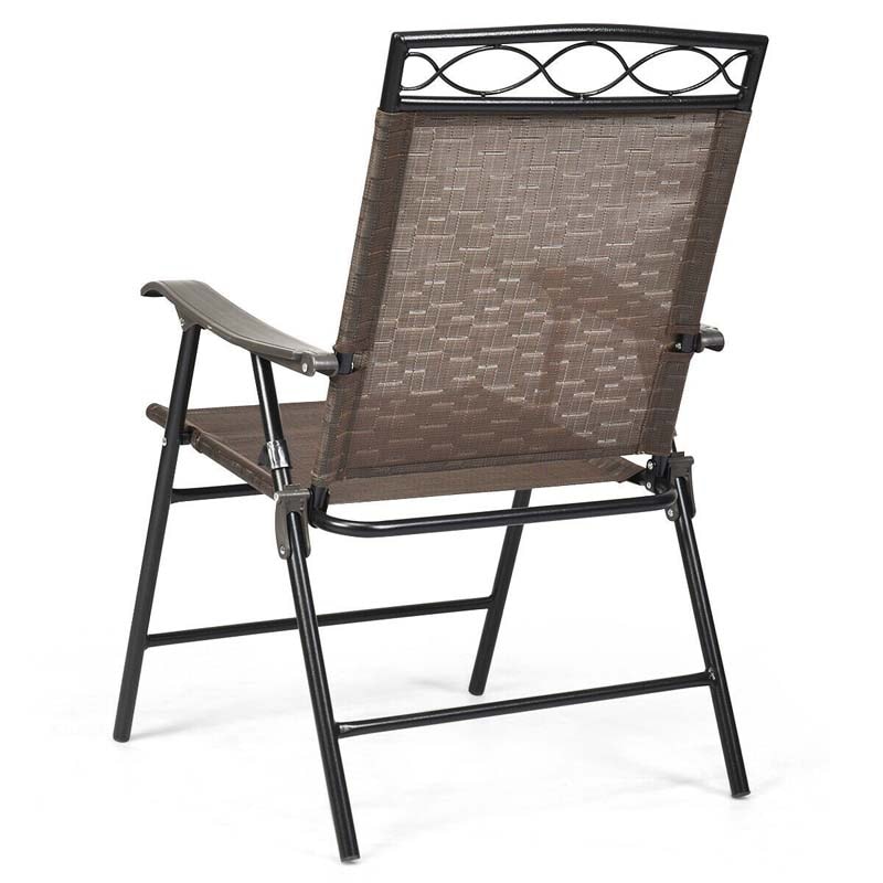 Set of 4 Patio Folding Sling Chairs Steel Camping Chair for Backyard Poolside Balcony Lawn