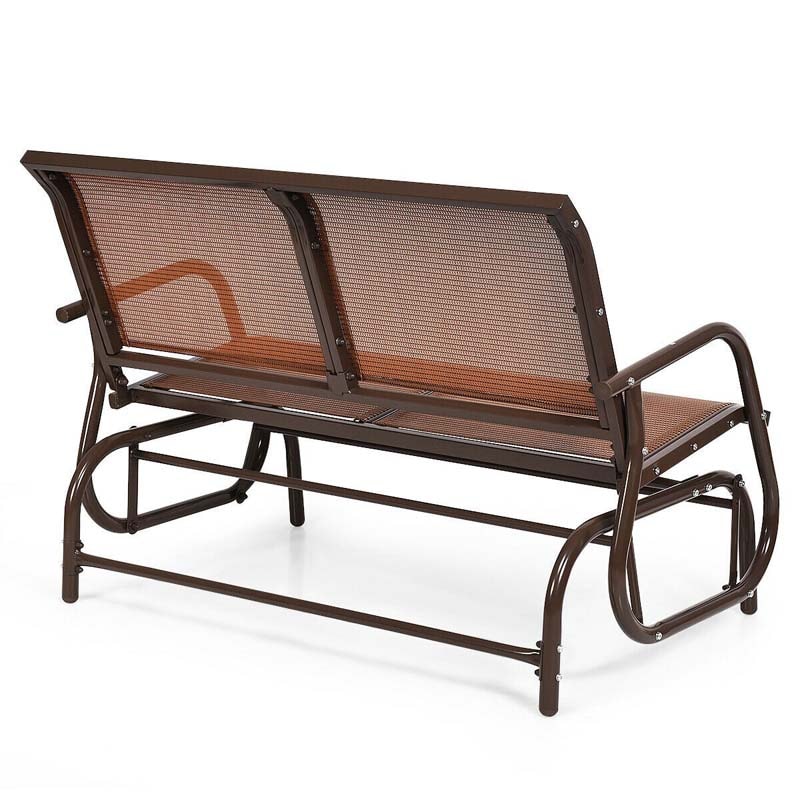 2 Person Outdoor Glider Bench 48" Backyard Loveseat Rocker Lounge Chair Patio Swing Glider Bench with Metal Frame