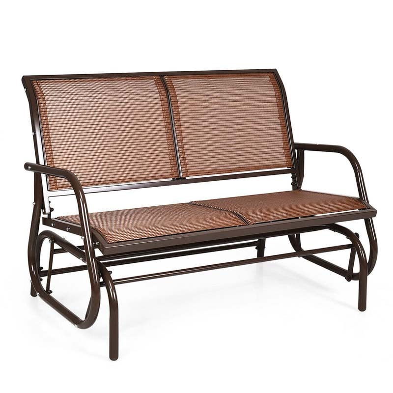 2 Person Outdoor Glider Bench 48" Backyard Loveseat Rocker Lounge Chair Patio Swing Glider Bench with Metal Frame