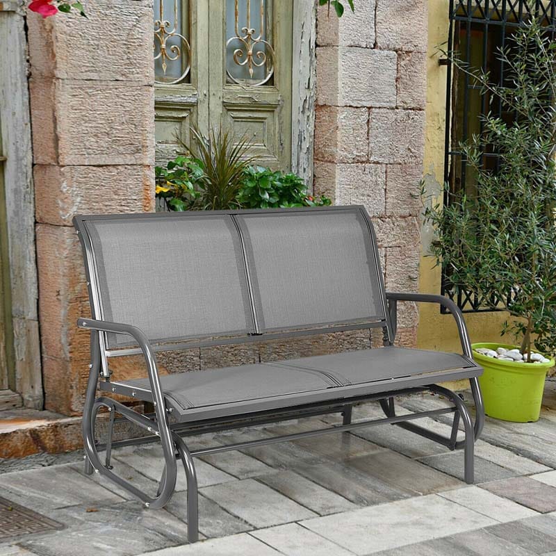 2 Person Outdoor Glider Bench 48" Backyard Loveseat Rocker Lounge Chair Patio Swing Glider Bench with Metal Frame