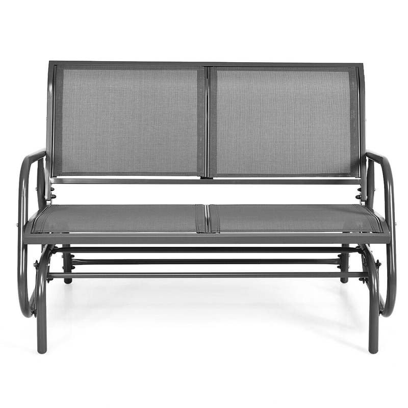 2 Person Outdoor Glider Bench 48" Backyard Loveseat Rocker Lounge Chair Patio Swing Glider Bench with Metal Frame