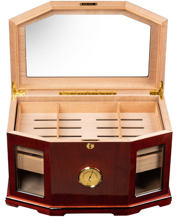 Prestige Import- 20" Glass Top Humidor 300 Cigar Count | Chancellor Large Gloss