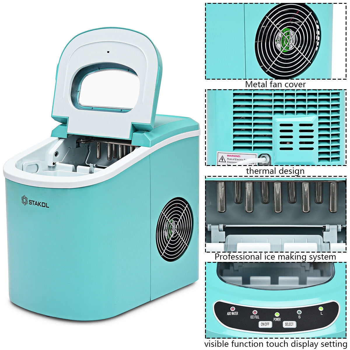 Mini Portable Electric Ice Maker Machine with Ice Scoop for Countertops and Bars