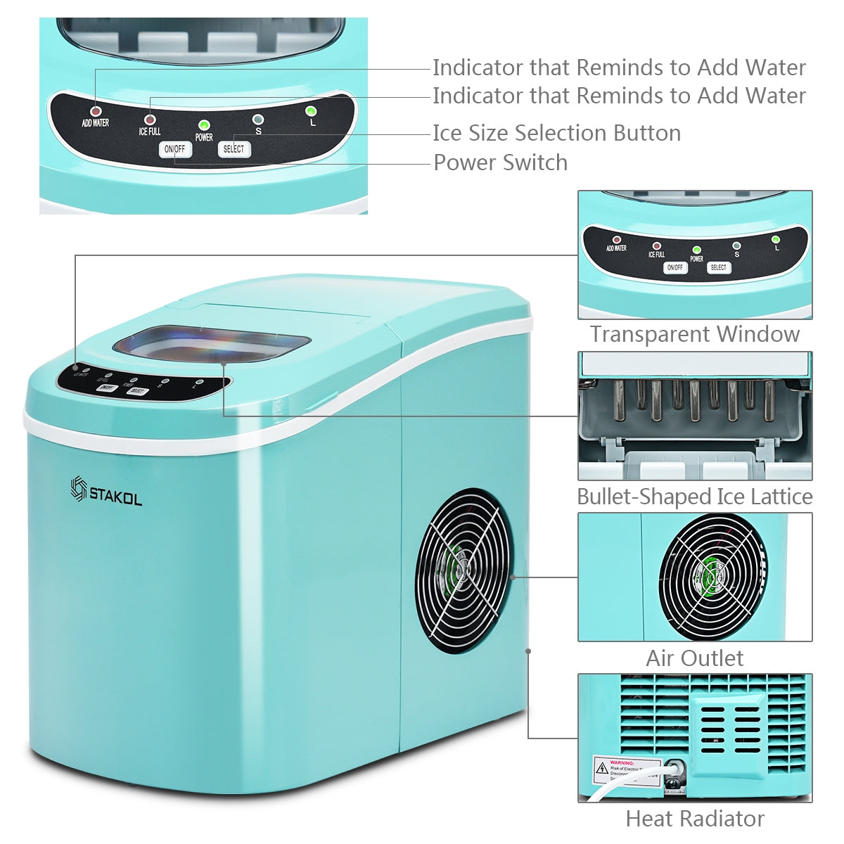 Mini Portable Electric Ice Maker Machine with Ice Scoop for Countertops and Bars