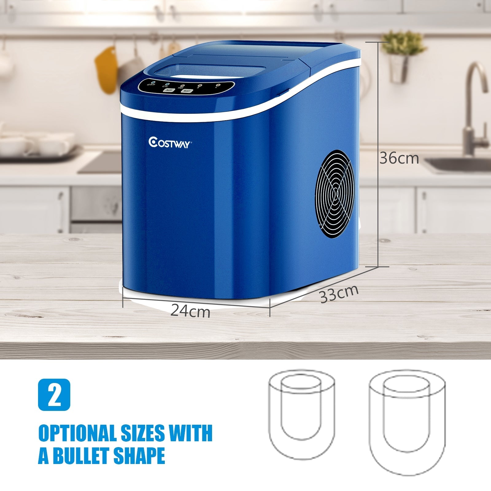 Mini Portable Electric Ice Maker Machine with Ice Scoop for Countertops and Bars