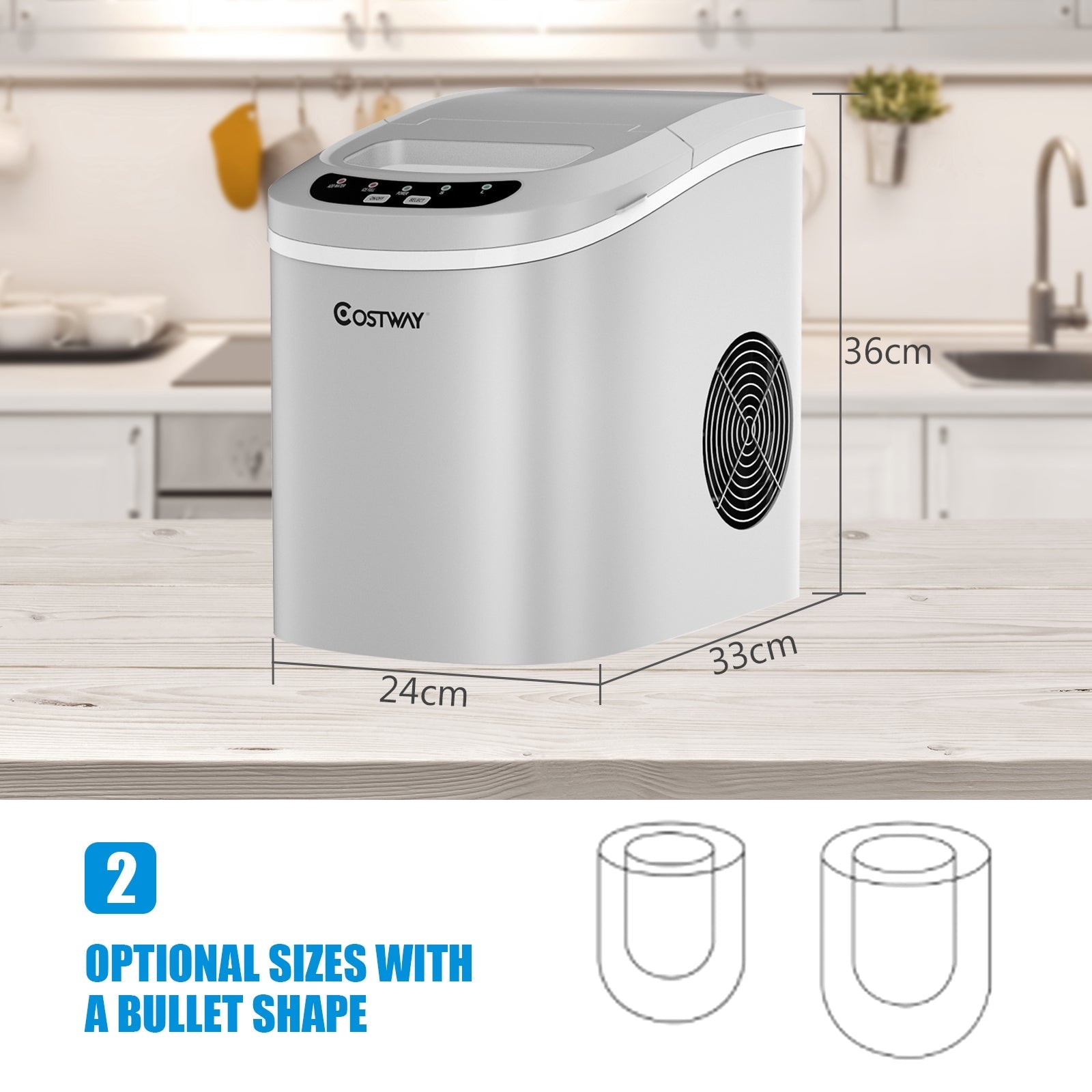 Mini Portable Electric Ice Maker Machine with Ice Scoop for Countertops and Bars