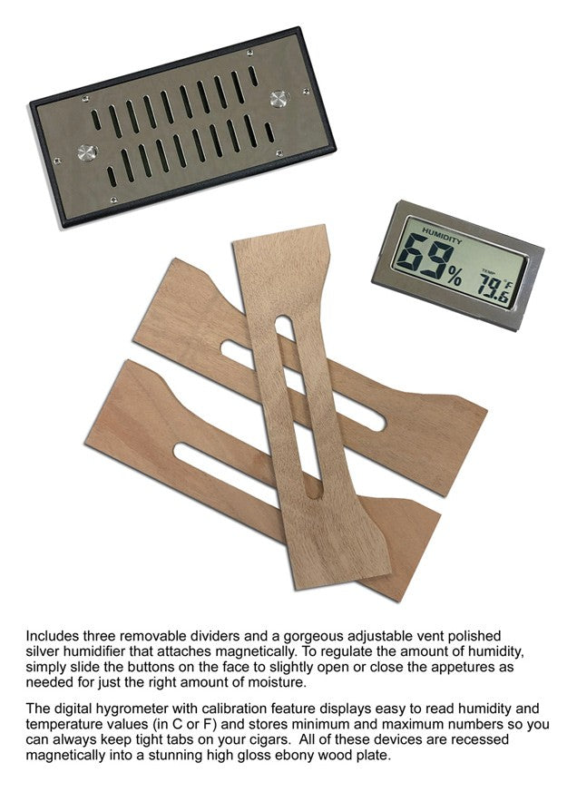 Prestige Import- 17" Electronic Cigar Humidor with Slotted Divider System