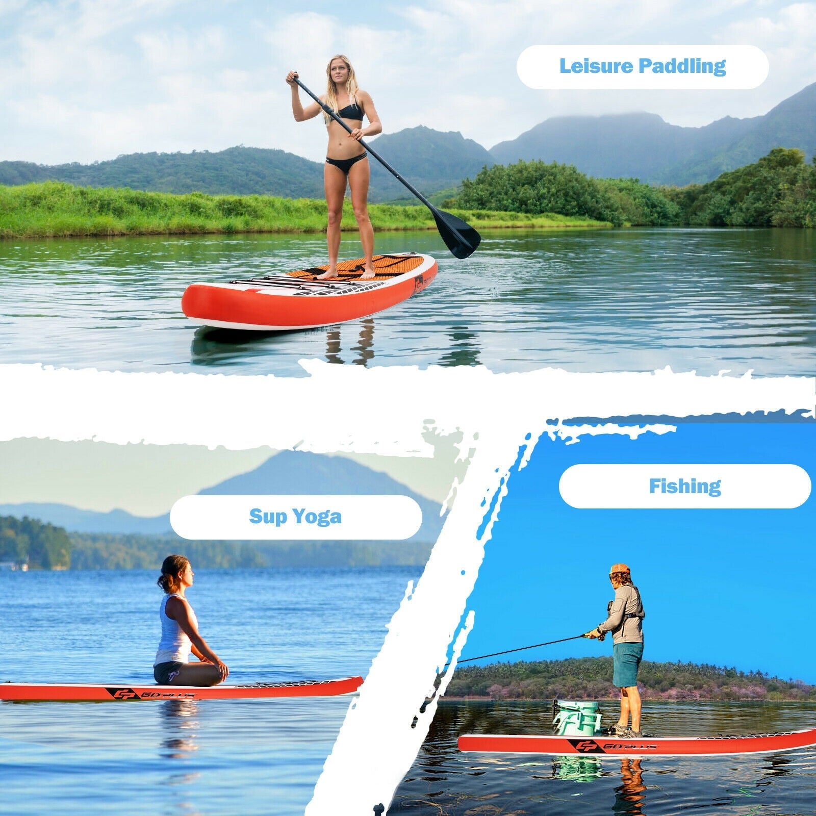 10.5 Feet Inflatable Stand Up Paddle Board with Carrying Bag and Aluminum Paddle