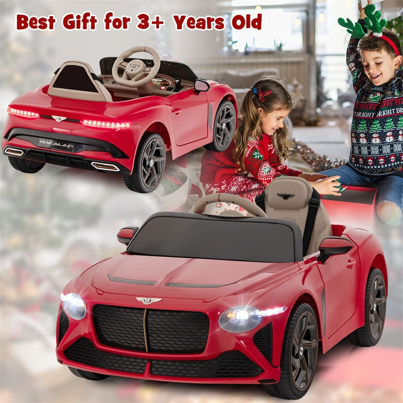 Kids Ride-on Car 12V Licensed Bentley Bacalar Battery Powered Electric Vehicle Toy with Remote Control & LED Lights for 3+ Years Old