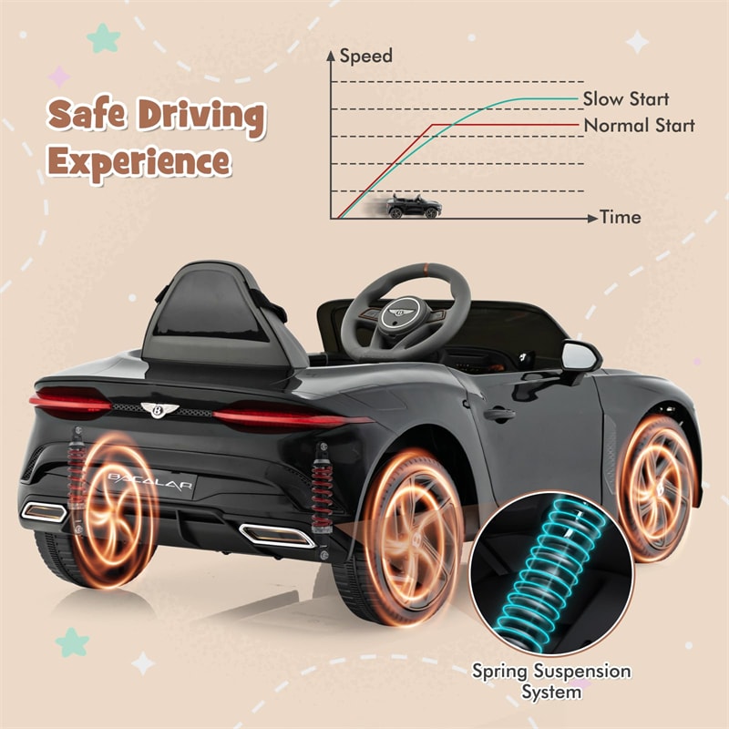 Kids Ride-on Car 12V Licensed Bentley Bacalar Battery Powered Electric Vehicle Toy with Remote Control & LED Lights for 3+ Years Old