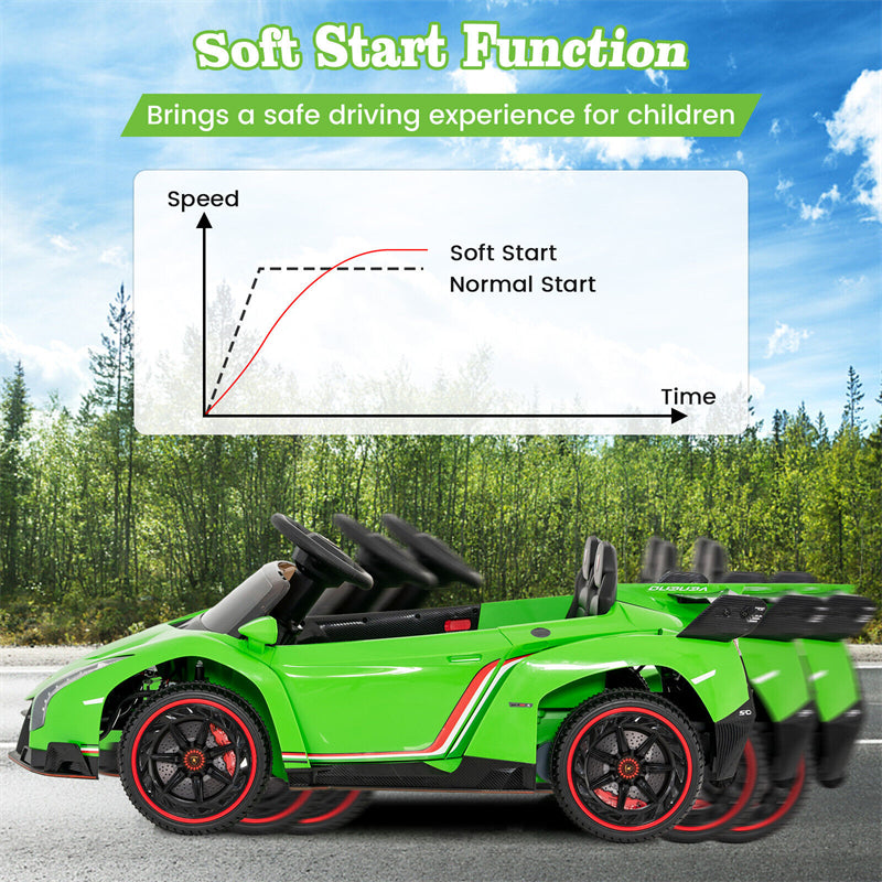 Kids Ride on Car 12V Licensed Lamborghini Battery Powered 4WD Sports Car Electric Vehicle with Remote Control & LED Lights