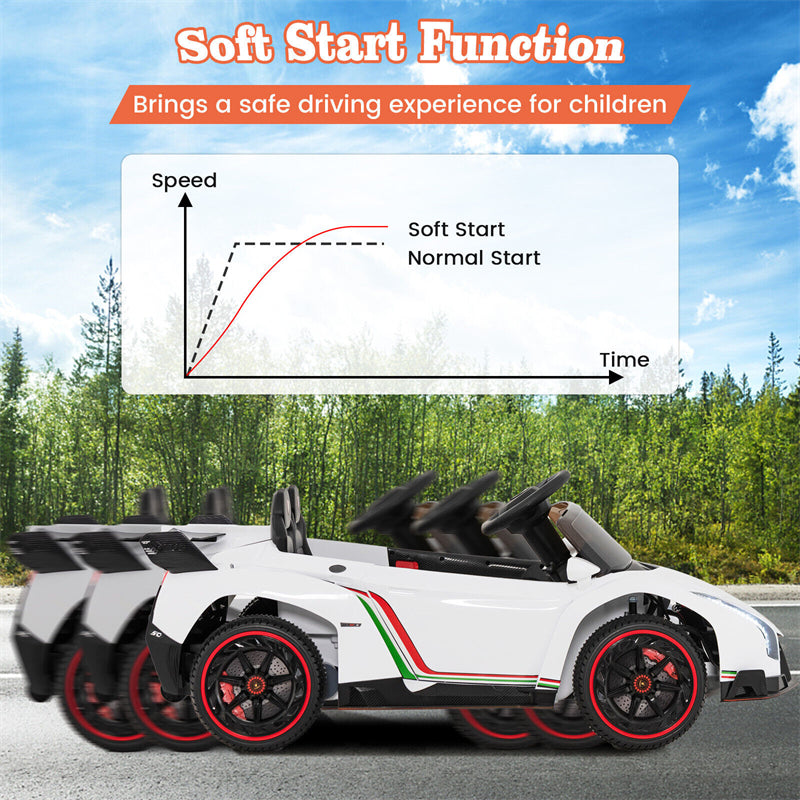 Kids Ride on Car 12V Licensed Lamborghini Battery Powered 4WD Sports Car Electric Vehicle with Remote Control & LED Lights