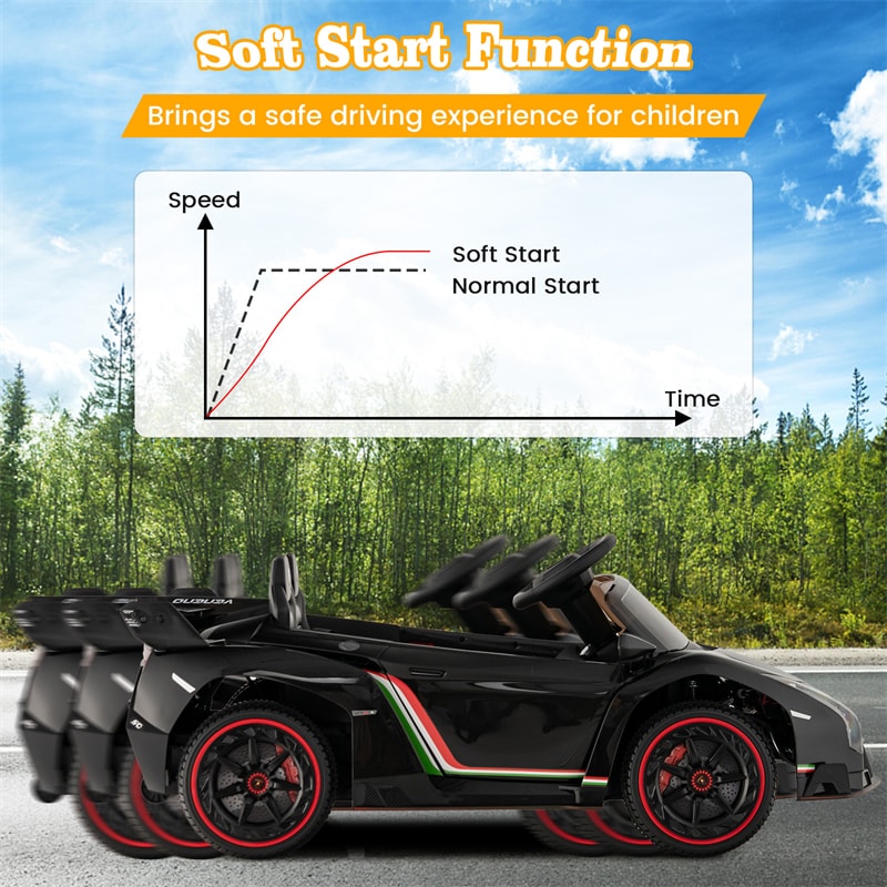 Kids Ride on Car 12V Licensed Lamborghini Battery Powered 4WD Sports Car Electric Vehicle with Remote Control & LED Lights