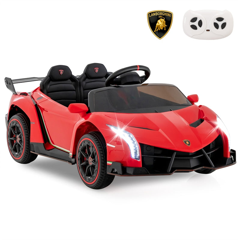 Kids Ride on Car 12V Licensed Lamborghini Battery Powered 4WD Sports Car Electric Vehicle with Remote Control & LED Lights