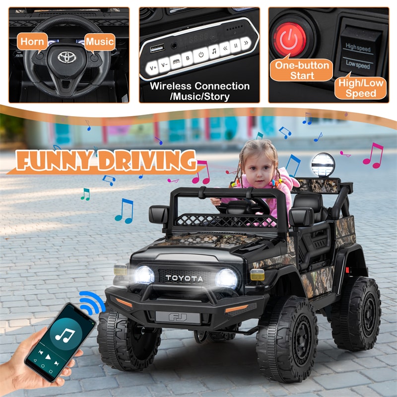 Kids Ride on Car 12V Licensed Toyota FJ Battery Powered Ride on Truck with Remote Control & LED Lights