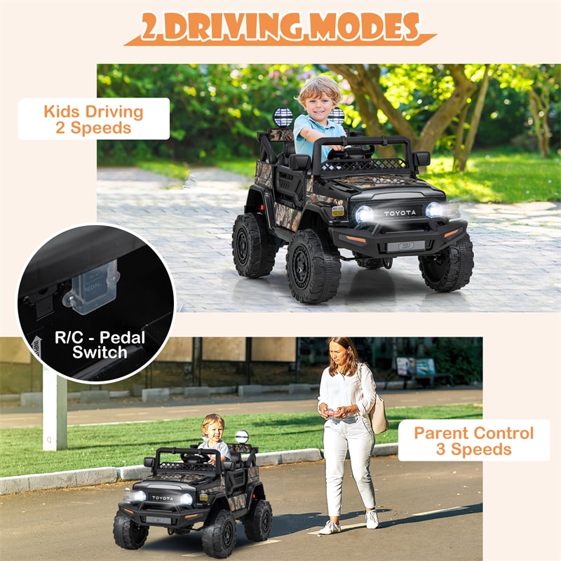 Kids Ride on Car 12V Licensed Toyota FJ Battery Powered Ride on Truck with Remote Control & LED Lights