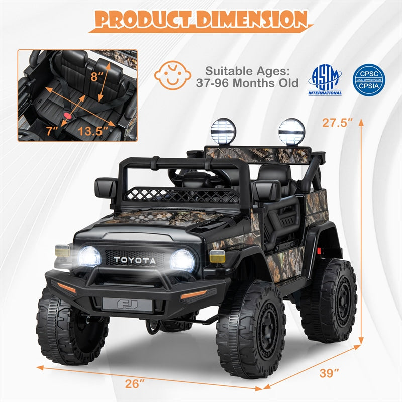 Kids Ride on Car 12V Licensed Toyota FJ Battery Powered Ride on Truck with Remote Control & LED Lights