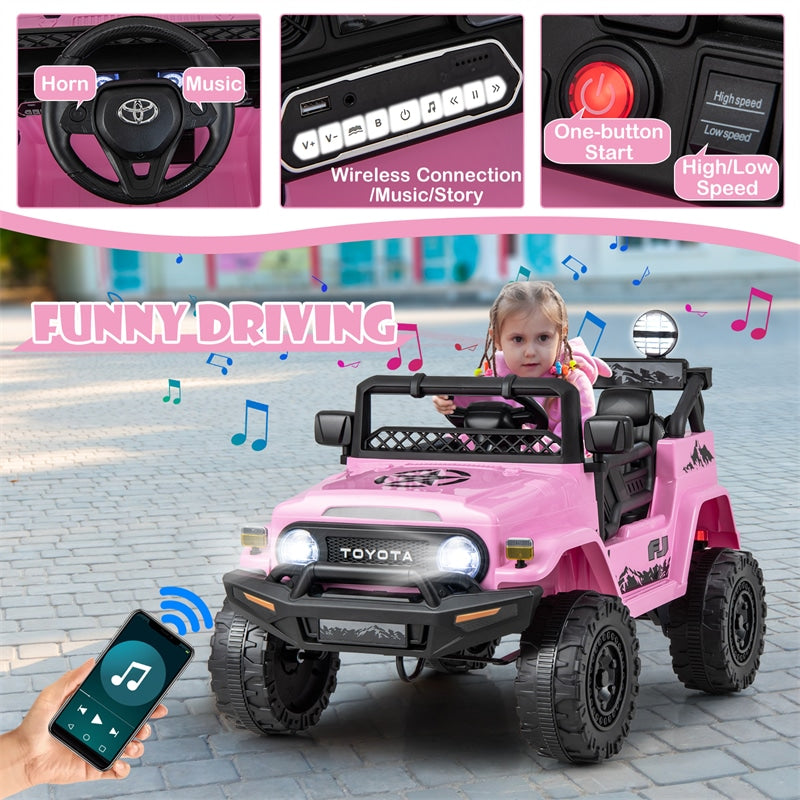 Kids Ride on Car 12V Licensed Toyota FJ Battery Powered Ride on Truck with Remote Control & LED Lights