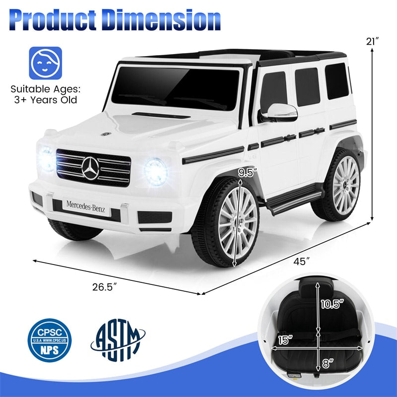 Kids Ride on Car 12V Mercedes-Benz G500 Licensed Battery Powered Ride On Truck G-Wagon Electric Vehicle with Rocking Mode & Remote Control