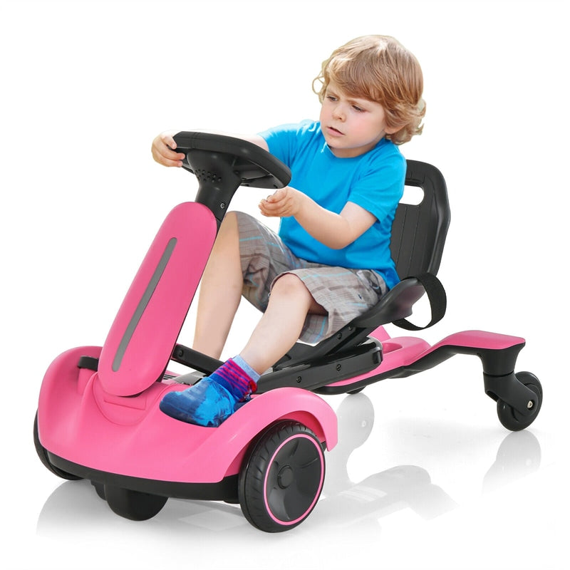 Kids Ride On Drift Car 6V Battery Powered Electric Vehicle with 2-Position Adjustable Seat & 360° Rotating Universal Wheels