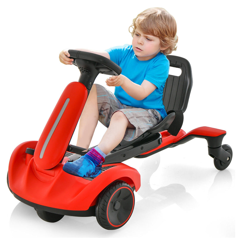 Kids Ride On Drift Car 6V Battery Powered Electric Vehicle with 2-Position Adjustable Seat & 360° Rotating Universal Wheels