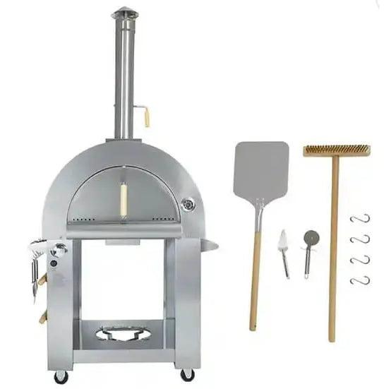 KoKoMo 32 Inch Stainless Steel Dual Fuel Pizza Oven: Gas & Wood Fired - ElitePlayPro