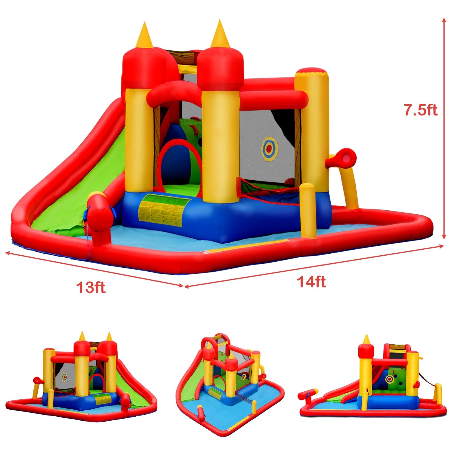 Inflatable Blow Up Water Slide Bounce House with 740W Blower