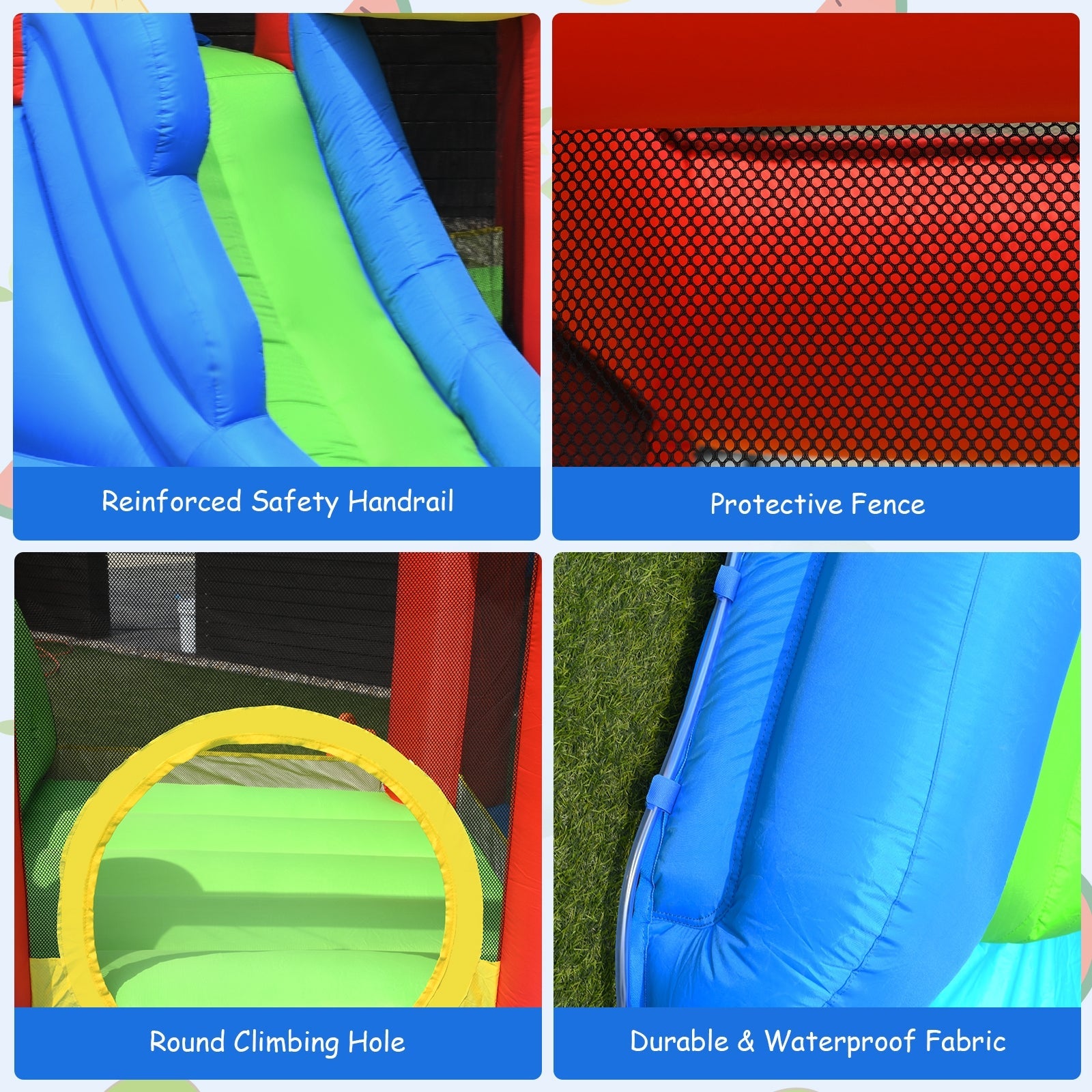 7-in-1 Inflatable Bounce House Splash Pool with Water Climb Slide with Blower