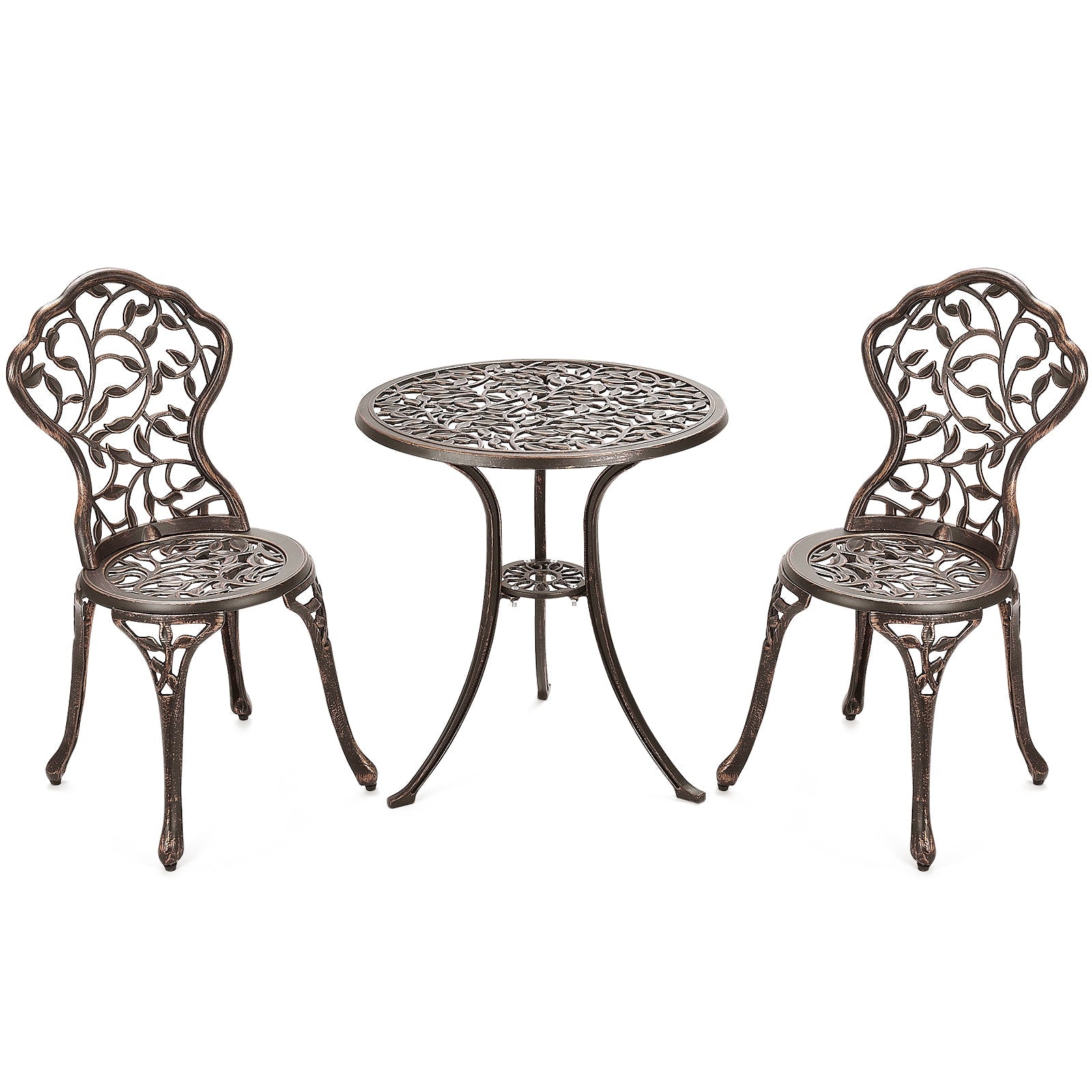 3 Pcs Cast Aluminum Bistro Set for Outdoor Patio and Poolside