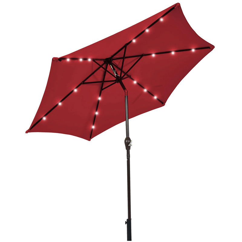 Outdoor 9 FT Offset Patio Umbrella with Solar LED Light